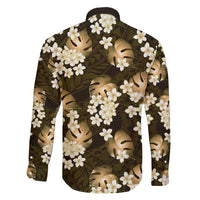 Gold Tropical Hawaii Family Matching Short Sleeve Bodycon Dress and Hawaiian Shirt Seamless Monstera Plumeria Hawaiian Pattern - Polynesian Pride