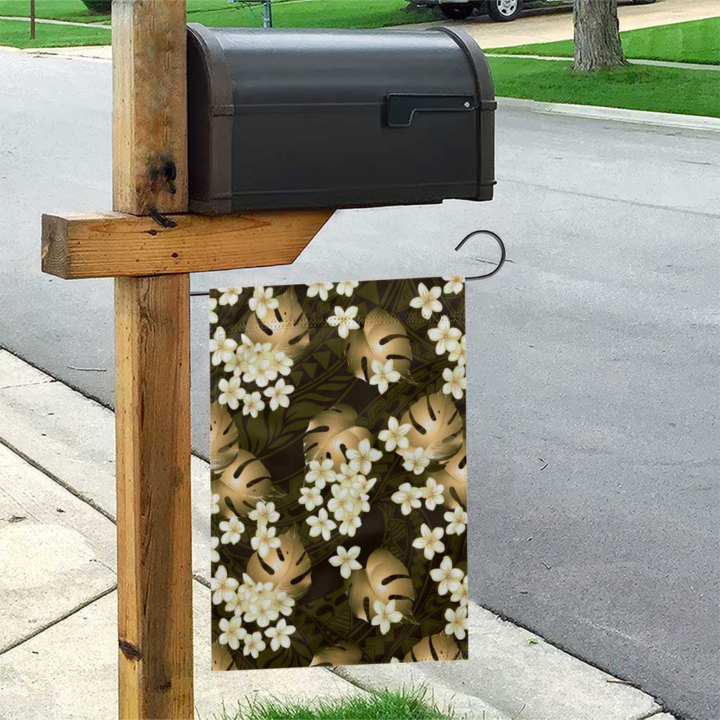 Gold Tropical Hawaii Garden Flag Seamless Monstera Plumeria Hawaiian Pattern - Polynesian Pride