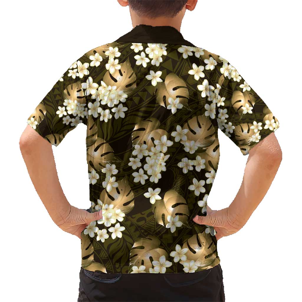 Gold Tropical Hawaii Hawaiian Shirt Seamless Monstera Plumeria Hawaiian Pattern - Polynesian Pride