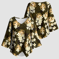 Gold Tropical Hawaii Kimono Sleeve Blouse Seamless Monstera Plumeria Hawaiian Pattern LT14 - Polynesian Pride