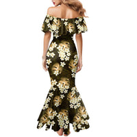 Gold Tropical Hawaii Mermaid Dress Seamless Monstera Plumeria Hawaiian Pattern - Polynesian Pride