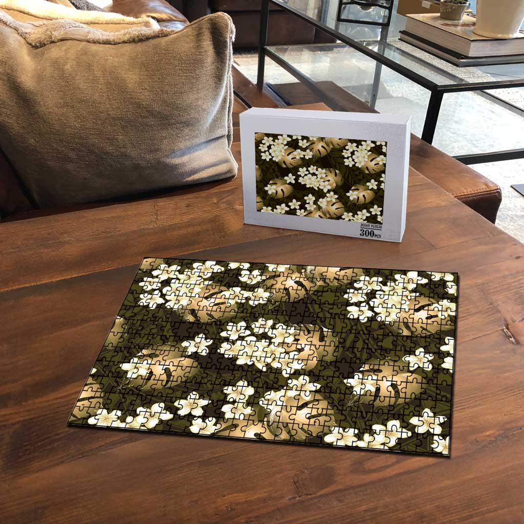 Gold Tropical Hawaii Puzzle Seamless Monstera Plumeria Hawaiian Pattern LT14 - Polynesian Pride