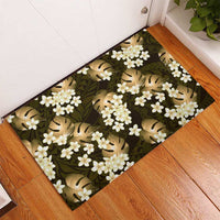 Gold Tropical Hawaii Rubber Doormat Seamless Monstera Plumeria Hawaiian Pattern LT14 - Polynesian Pride