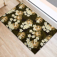 Gold Tropical Hawaii Rubber Doormat Seamless Monstera Plumeria Hawaiian Pattern LT14 - Polynesian Pride