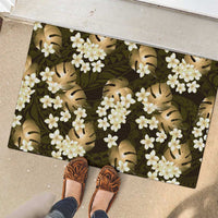 Gold Tropical Hawaii Rubber Doormat Seamless Monstera Plumeria Hawaiian Pattern LT14 - Polynesian Pride