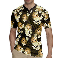 Gold Tropical Hawaii Rugby Jersey Seamless Monstera Plumeria Hawaiian Pattern LT14 - Polynesian Pride