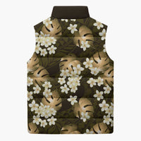 Gold Tropical Hawaii Sleeveless Puffer Jacket Seamless Monstera Plumeria Hawaiian Pattern LT14 - Polynesian Pride