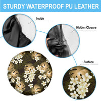 Gold Tropical Hawaii Spare Tire Cover Seamless Monstera Plumeria Hawaiian Pattern - Polynesian Pride