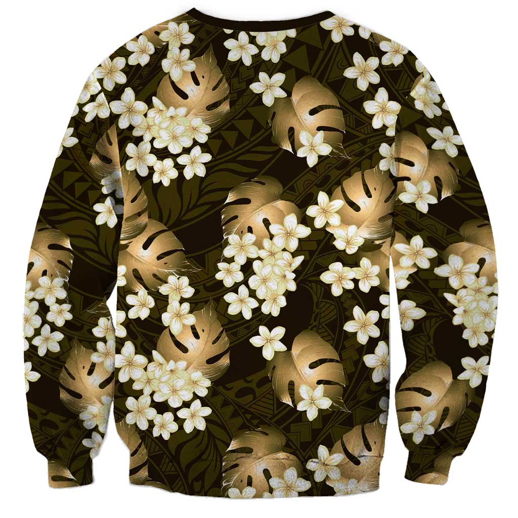 Gold Tropical Hawaii Sweatshirt Seamless Monstera Plumeria Hawaiian Pattern LT14 - Polynesian Pride