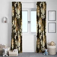 Gold Tropical Hawaii Window Curtain Seamless Monstera Plumeria Hawaiian Pattern - Polynesian Pride