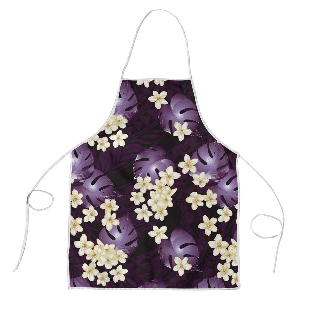 Purple Tropical Hawaii Apron Seamless Monstera Plumeria Hawaiian Pattern LT14 Purple - Polynesian Pride