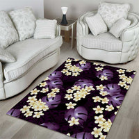 Purple Tropical Hawaii Area Rug Seamless Monstera Plumeria Hawaiian Pattern - Polynesian Pride