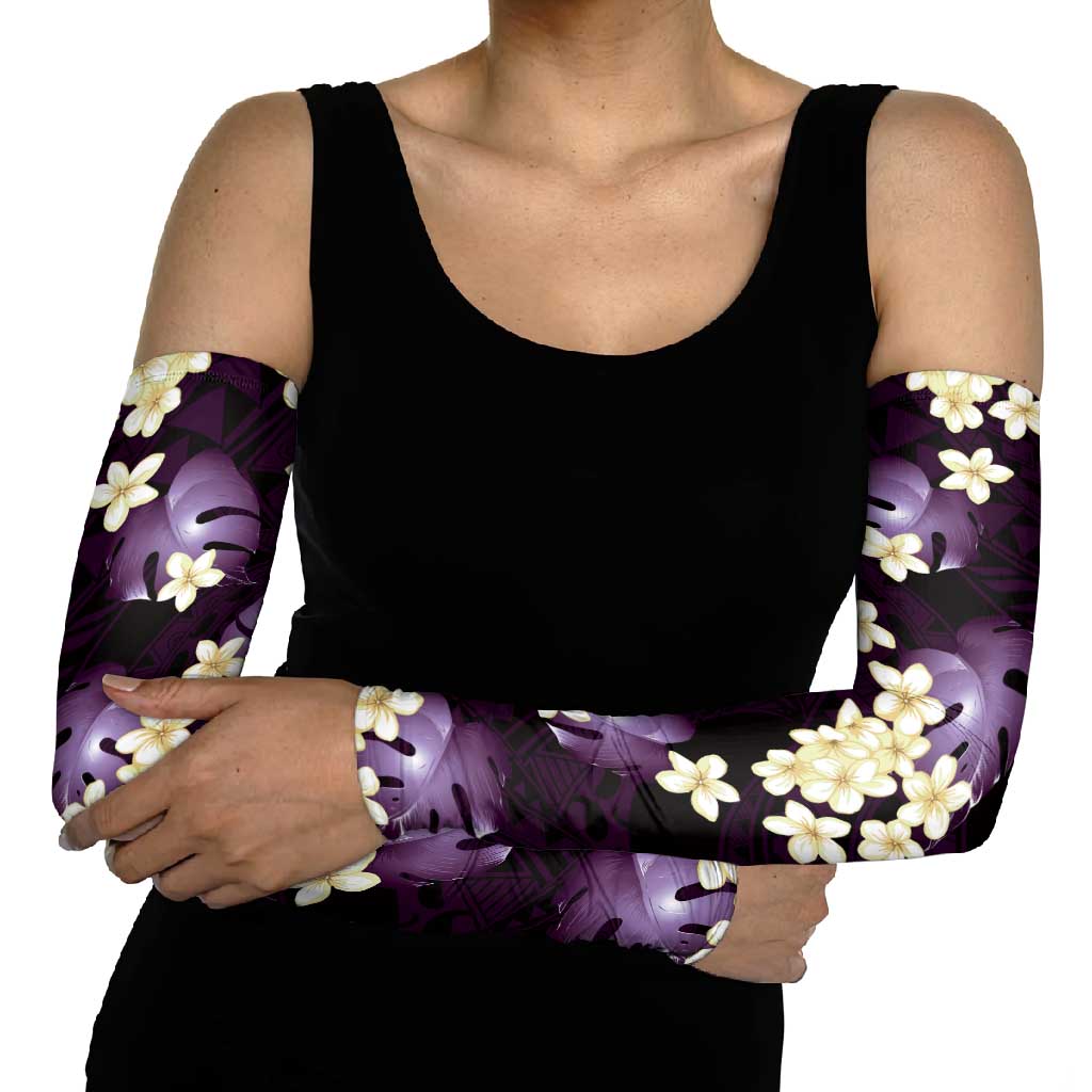 Purple Tropical Hawaii Arm Sleeves Seamless Monstera Plumeria Hawaiian Pattern - Polynesian Pride