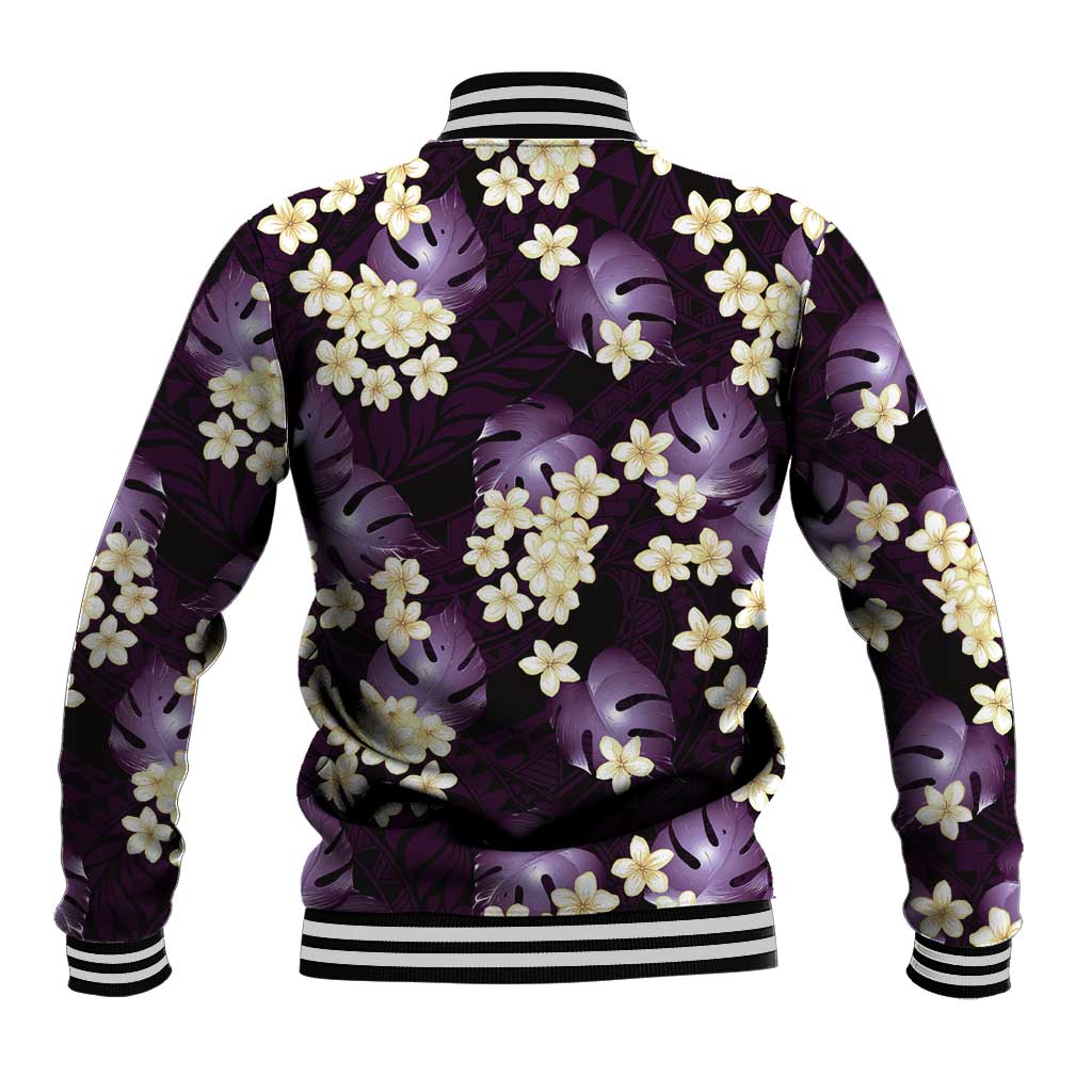 Purple Tropical Hawaii Baseball Jacket Seamless Monstera Plumeria Hawaiian Pattern LT14 - Polynesian Pride