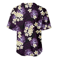 Purple Tropical Hawaii Baseball Jersey Seamless Monstera Plumeria Hawaiian Pattern - Polynesian Pride