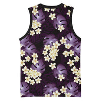 Purple Tropical Hawaii Basketball Jersey Seamless Monstera Plumeria Hawaiian Pattern LT14 - Polynesian Pride