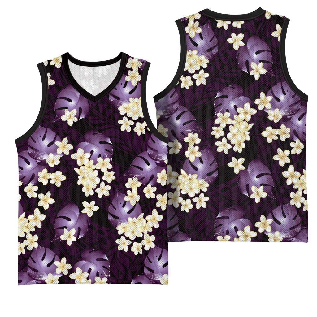 Purple Tropical Hawaii Basketball Jersey Seamless Monstera Plumeria Hawaiian Pattern LT14 - Polynesian Pride