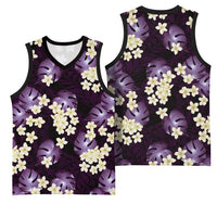 Purple Tropical Hawaii Basketball Jersey Seamless Monstera Plumeria Hawaiian Pattern LT14 - Polynesian Pride