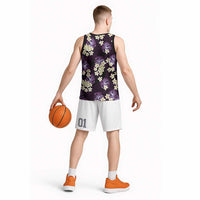 Purple Tropical Hawaii Basketball Jersey Seamless Monstera Plumeria Hawaiian Pattern LT14 - Polynesian Pride