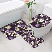 Purple Tropical Hawaii Bathroom Set Seamless Monstera Plumeria Hawaiian Pattern - Polynesian Pride