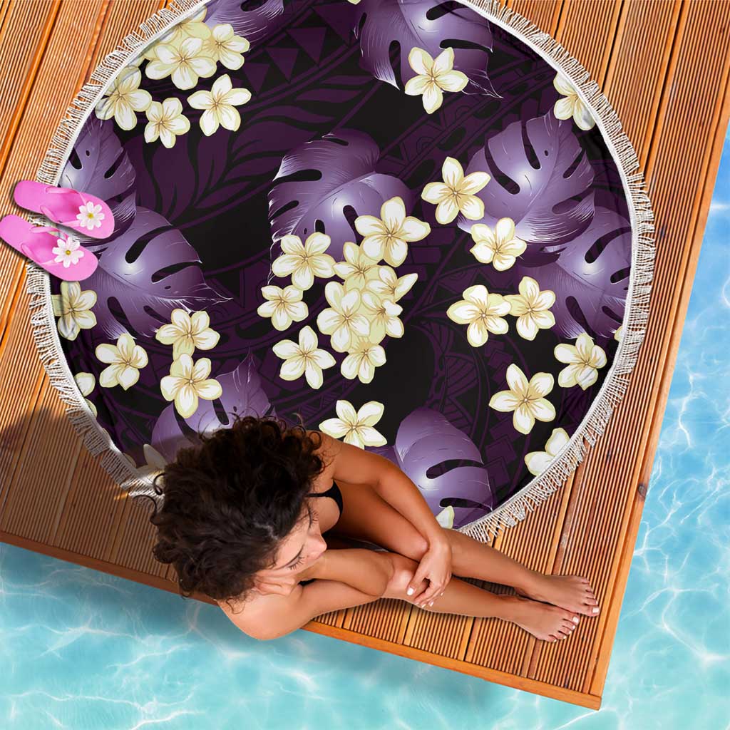 Purple Tropical Hawaii Beach Blanket Seamless Monstera Plumeria Hawaiian Pattern LT14 - Polynesian Pride