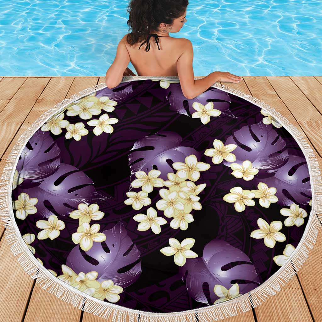 Purple Tropical Hawaii Beach Blanket Seamless Monstera Plumeria Hawaiian Pattern LT14 - Polynesian Pride