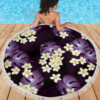 Purple Tropical Hawaii Beach Blanket Seamless Monstera Plumeria Hawaiian Pattern LT14 - Polynesian Pride