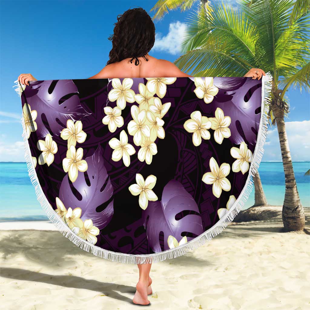 Purple Tropical Hawaii Beach Blanket Seamless Monstera Plumeria Hawaiian Pattern LT14 - Polynesian Pride