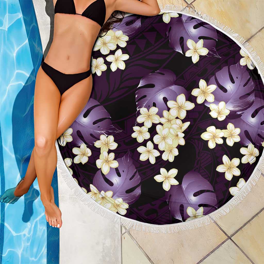 Purple Tropical Hawaii Beach Blanket Seamless Monstera Plumeria Hawaiian Pattern LT14 - Polynesian Pride