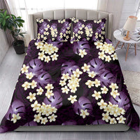 Purple Tropical Hawaii Bedding Set Seamless Monstera Plumeria Hawaiian Pattern - Polynesian Pride