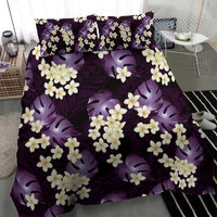Purple Tropical Hawaii Bedding Set Seamless Monstera Plumeria Hawaiian Pattern - Polynesian Pride