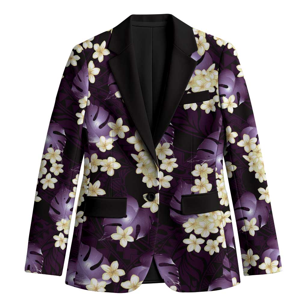 Purple Tropical Hawaii Blazer Seamless Monstera Plumeria Hawaiian Pattern LT14 Unisex Purple - Polynesian Pride