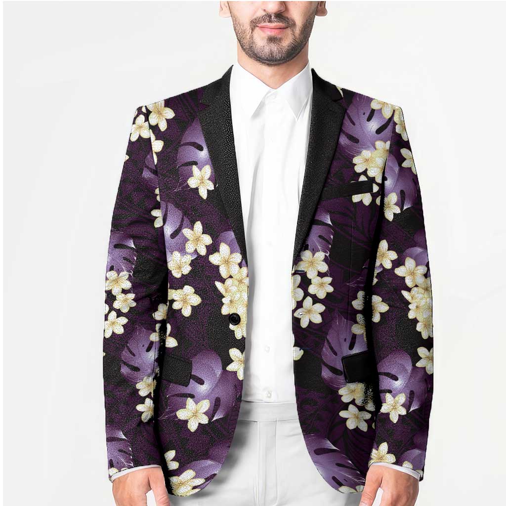 Purple Tropical Hawaii Blazer Seamless Monstera Plumeria Hawaiian Pattern LT14 - Polynesian Pride