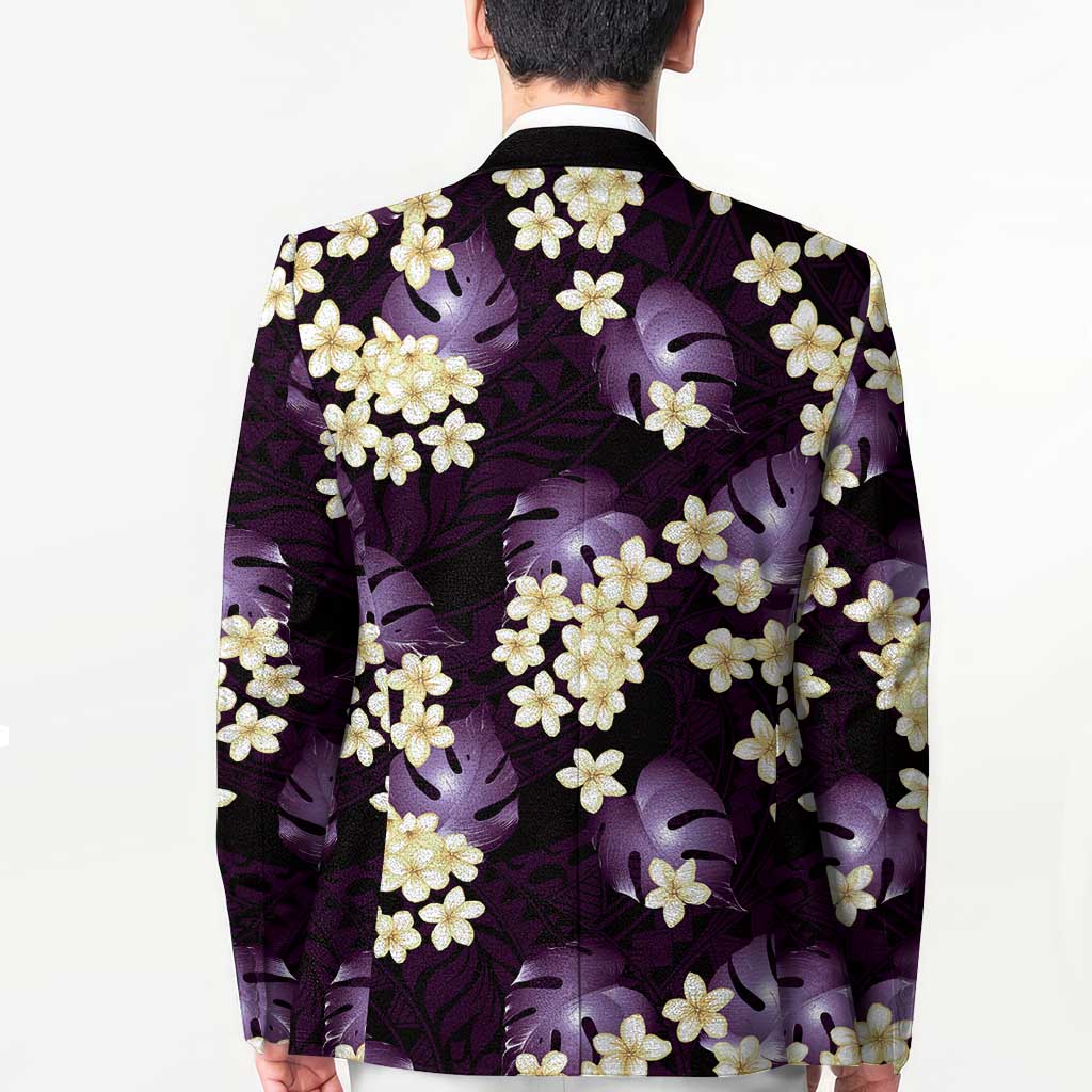 Purple Tropical Hawaii Blazer Seamless Monstera Plumeria Hawaiian Pattern LT14 - Polynesian Pride