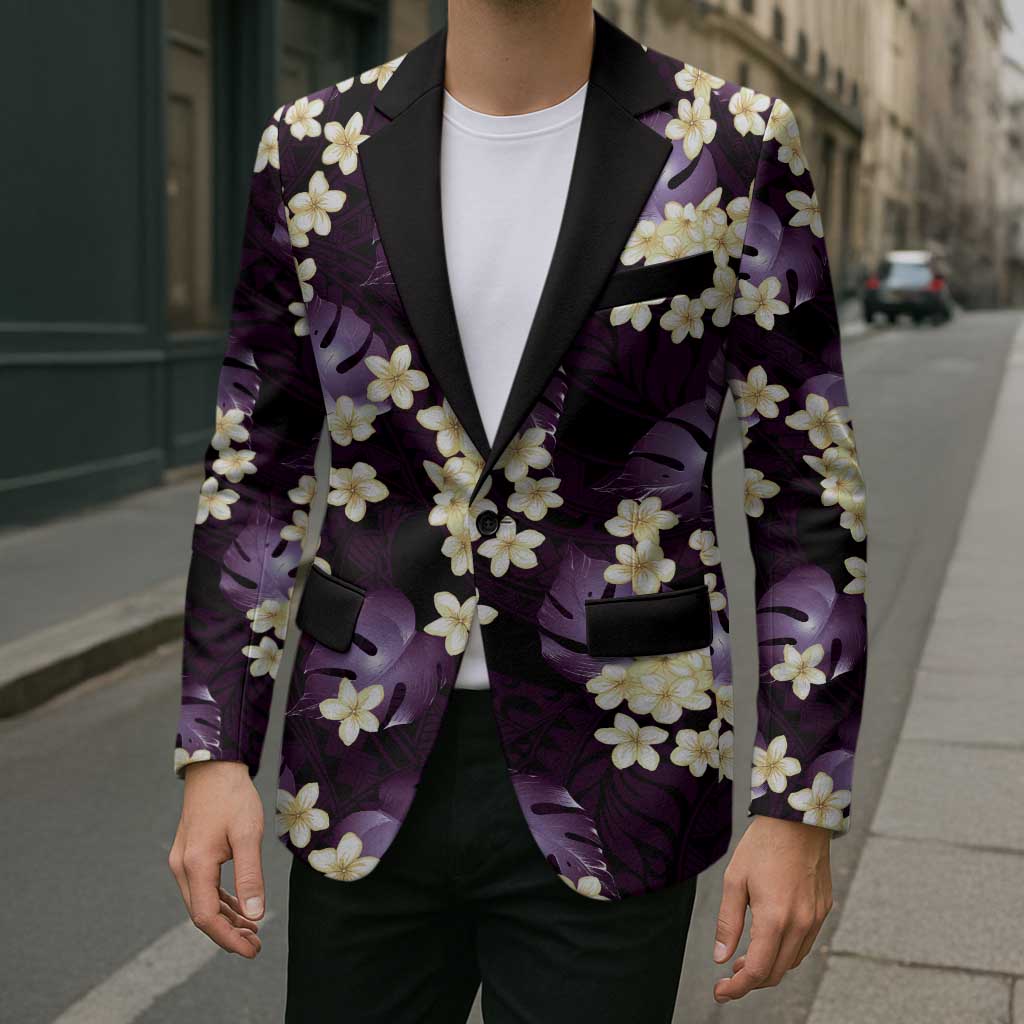 Purple Tropical Hawaii Blazer Seamless Monstera Plumeria Hawaiian Pattern LT14 - Polynesian Pride