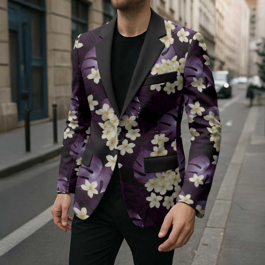 Purple Tropical Hawaii Blazer Seamless Monstera Plumeria Hawaiian Pattern LT14 - Polynesian Pride