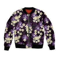 Purple Tropical Hawaii Bomber Jacket Seamless Monstera Plumeria Hawaiian Pattern - Polynesian Pride