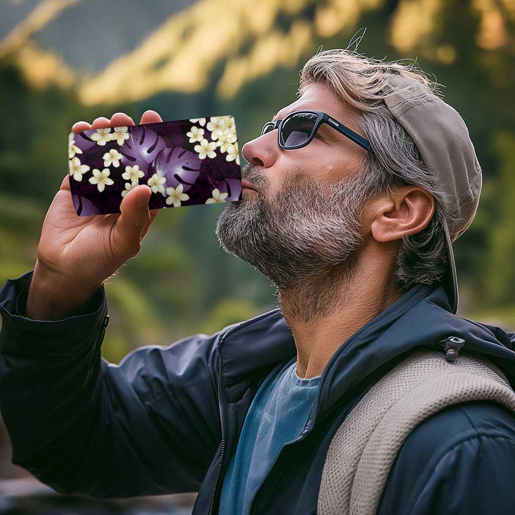 Purple Tropical Hawaii 4 in 1 Can Cooler Tumbler Seamless Monstera Plumeria Hawaiian Pattern - Polynesian Pride