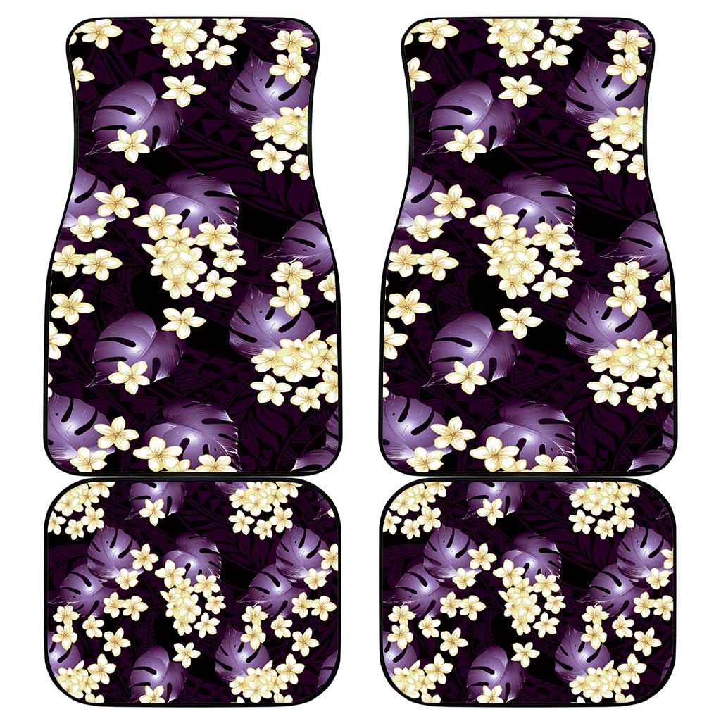 Purple Tropical Hawaii Car Mats Seamless Monstera Plumeria Hawaiian Pattern - Polynesian Pride