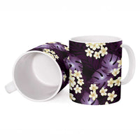 Purple Tropical Hawaii Ceramic Mug Seamless Monstera Plumeria Hawaiian Pattern LT14 - Polynesian Pride
