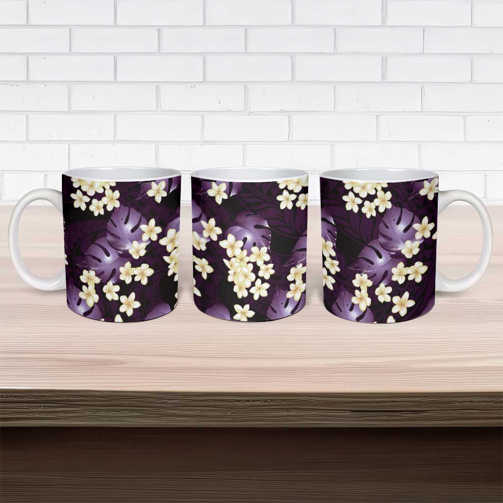 Purple Tropical Hawaii Ceramic Mug Seamless Monstera Plumeria Hawaiian Pattern LT14 - Polynesian Pride