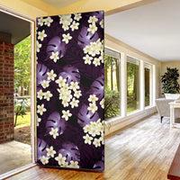 Purple Tropical Hawaii Door Cover Seamless Monstera Plumeria Hawaiian Pattern - Polynesian Pride