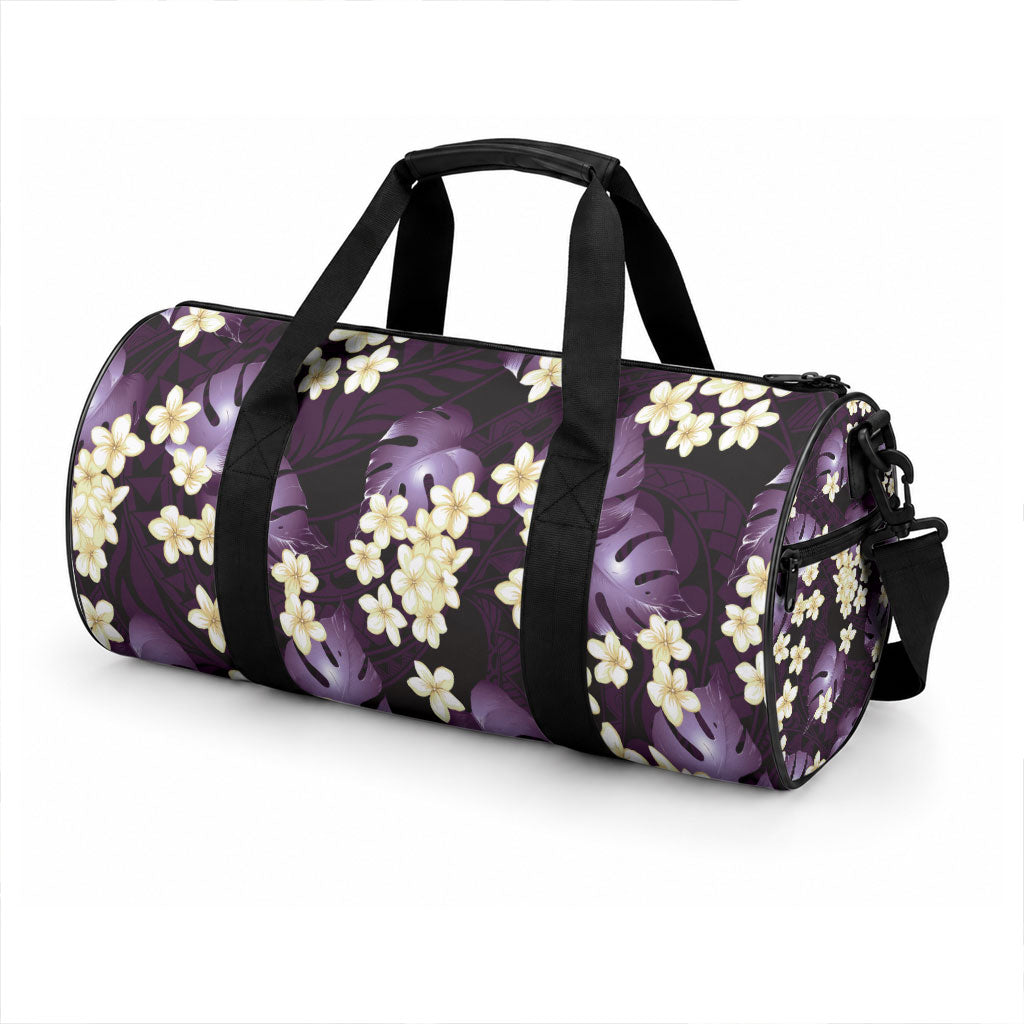 Purple Tropical Hawaii Duffle Bag Seamless Monstera Plumeria Hawaiian Pattern LT14 - Polynesian Pride