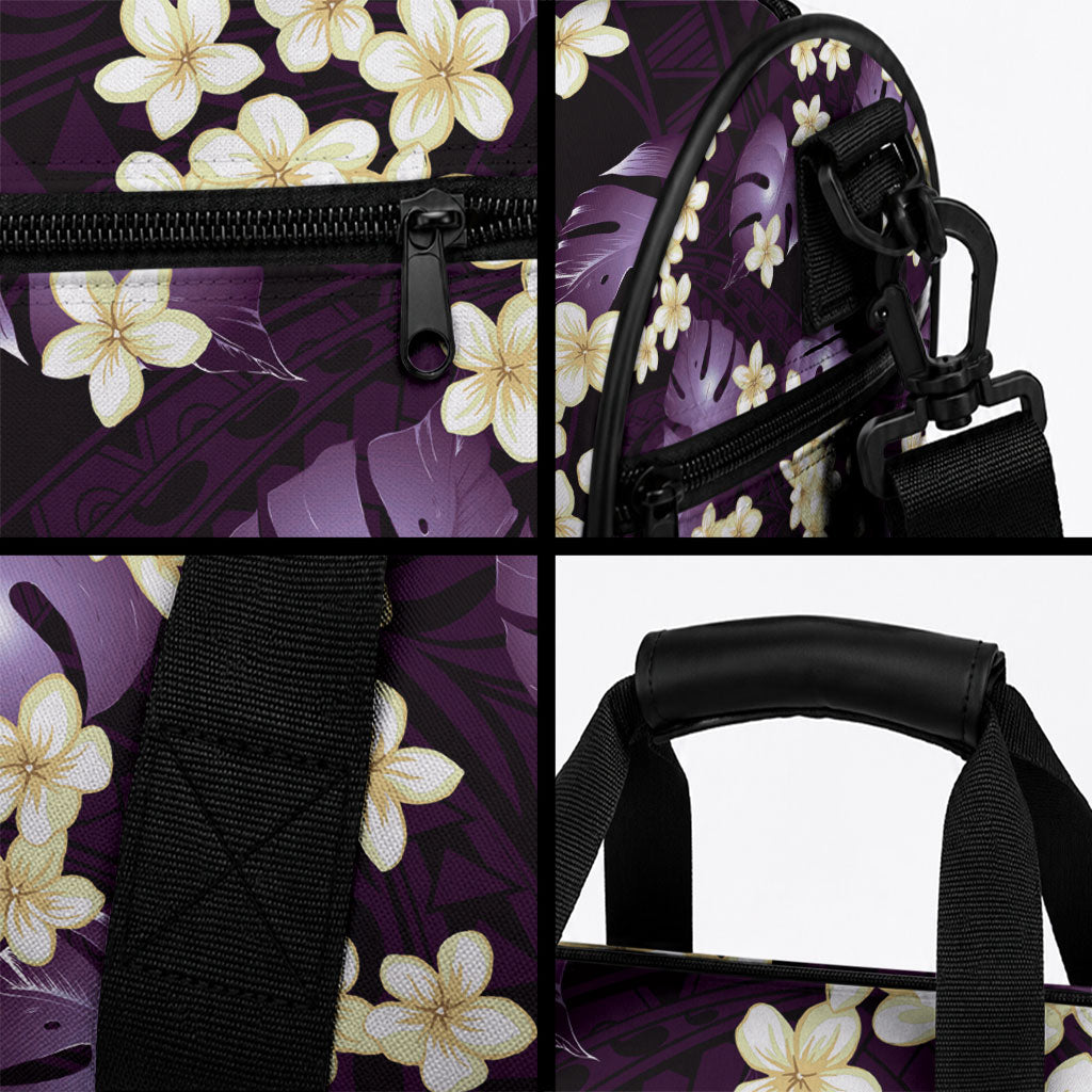 Purple Tropical Hawaii Duffle Bag Seamless Monstera Plumeria Hawaiian Pattern LT14 - Polynesian Pride