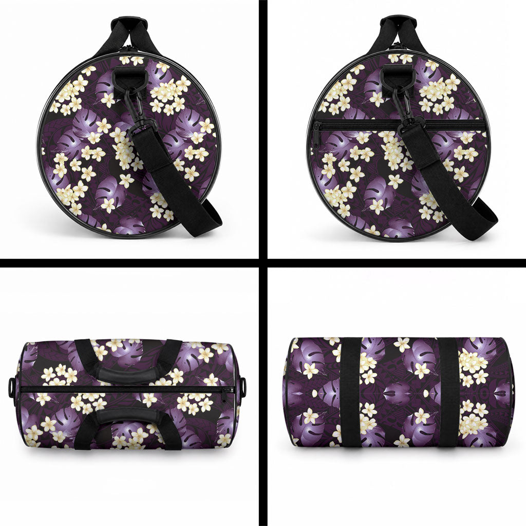 Purple Tropical Hawaii Duffle Bag Seamless Monstera Plumeria Hawaiian Pattern LT14 - Polynesian Pride