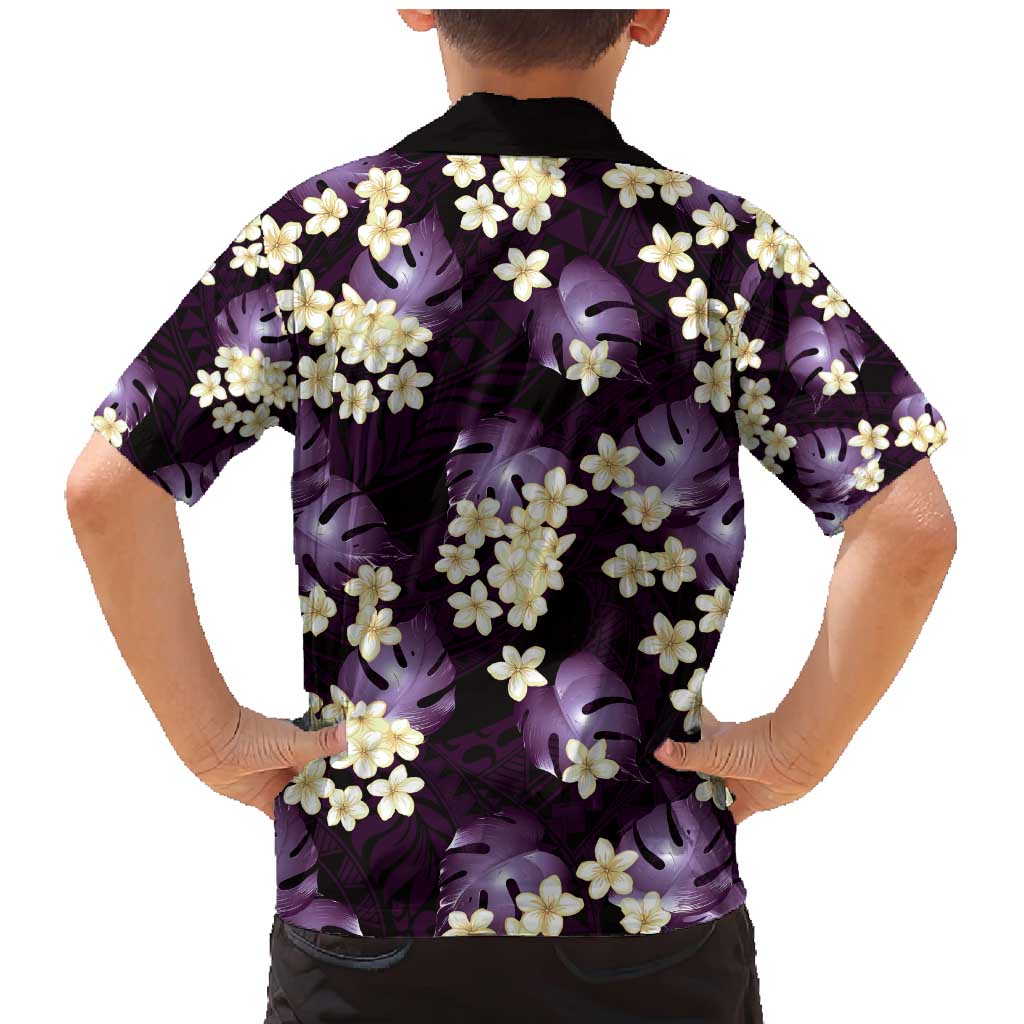 Purple Tropical Hawaii Family Matching Mermaid Dress and Hawaiian Shirt Seamless Monstera Plumeria Hawaiian Pattern - Polynesian Pride