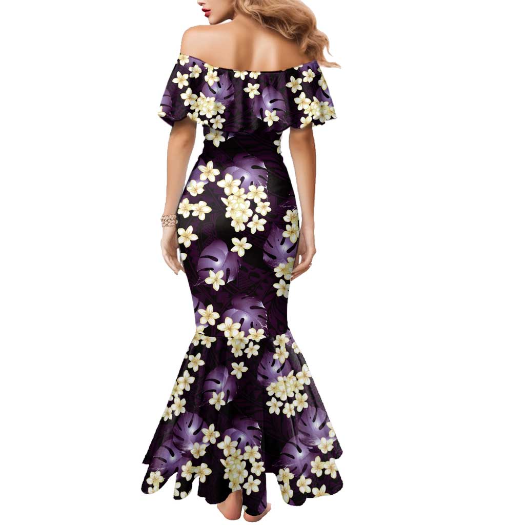 Purple Tropical Hawaii Family Matching Mermaid Dress and Hawaiian Shirt Seamless Monstera Plumeria Hawaiian Pattern - Polynesian Pride