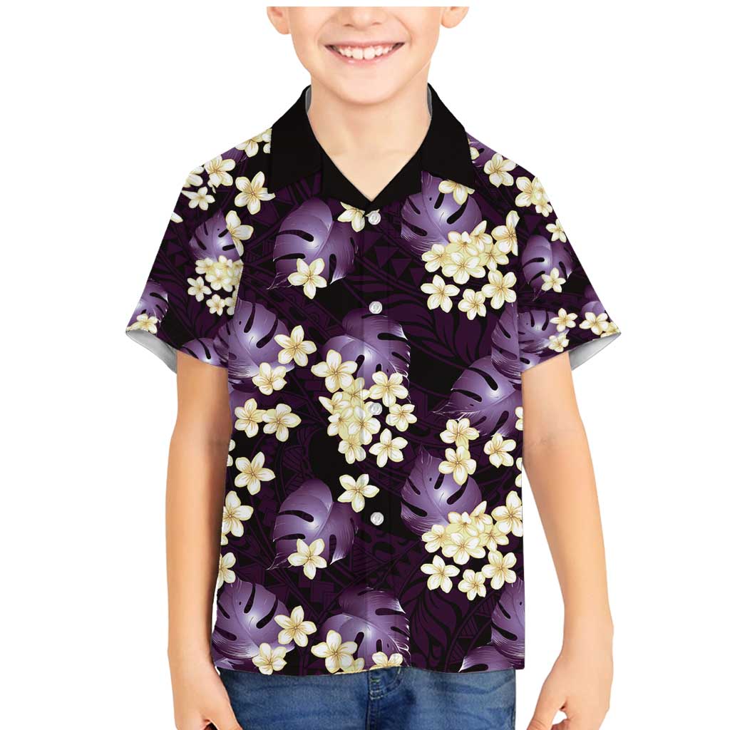 Purple Tropical Hawaii Family Matching Mermaid Dress and Hawaiian Shirt Seamless Monstera Plumeria Hawaiian Pattern - Polynesian Pride