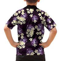 Purple Tropical Hawaii Family Matching Off The Shoulder Long Sleeve Dress and Hawaiian Shirt Seamless Monstera Plumeria Hawaiian Pattern - Polynesian Pride