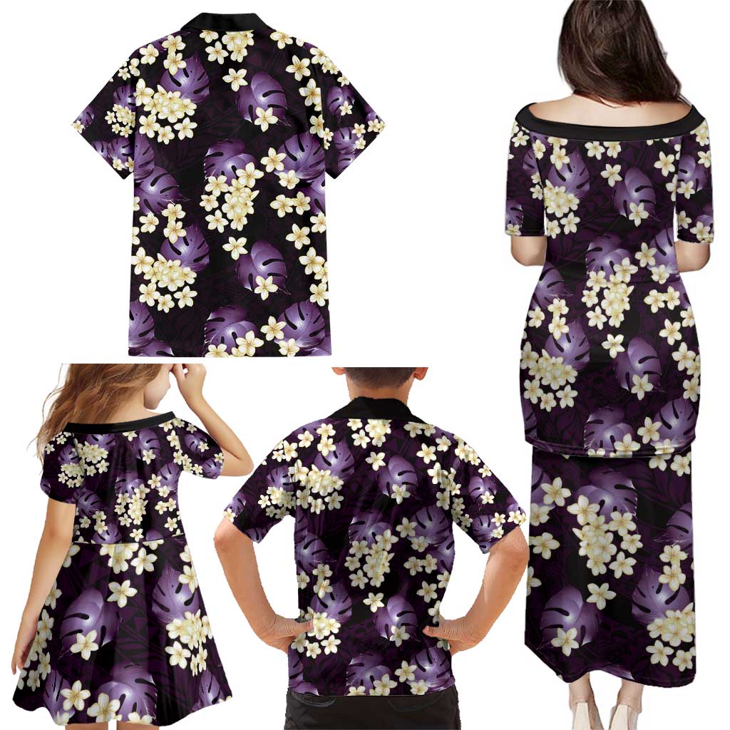 Purple Tropical Hawaii Family Matching Puletasi and Hawaiian Shirt Seamless Monstera Plumeria Hawaiian Pattern - Polynesian Pride